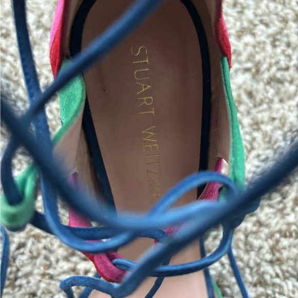 Stuart Weitzman color block suede leather high Heel stilletos 8 mint - Picture 7 of 12